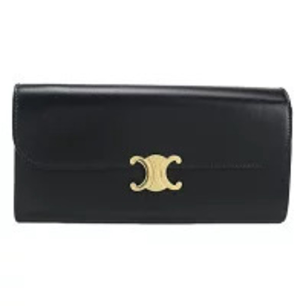 Celine Long Wallet Bi fold Triomphe Black